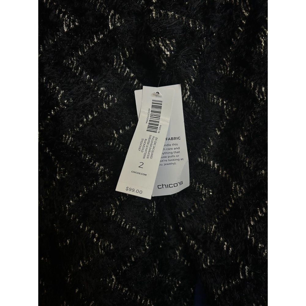 Chico's Zig-Zag Fuzzy Soft Jacquard Pullover Sweater NWT Size US LARGE - Picture 8 of 10